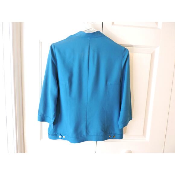 Worth Silk Turquoise Blue Jacket Snap Front Size 8 - Picture 5 of 5